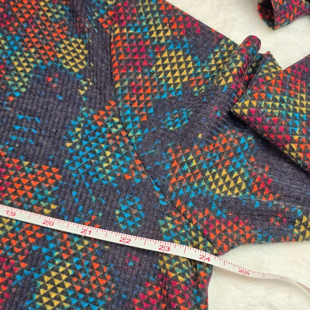 LuLaRoe Sarah Cardigan Large Open Front Duster Geometric Ribbed Knit Pockets